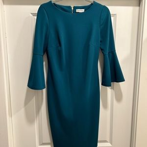 Great condition teal Calvin Klein bell sleeve dress